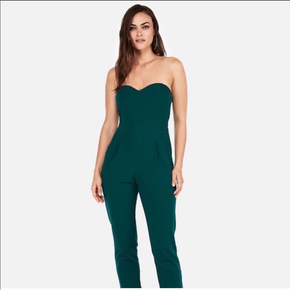 Express Emerald Green Strapless Jumpsuit